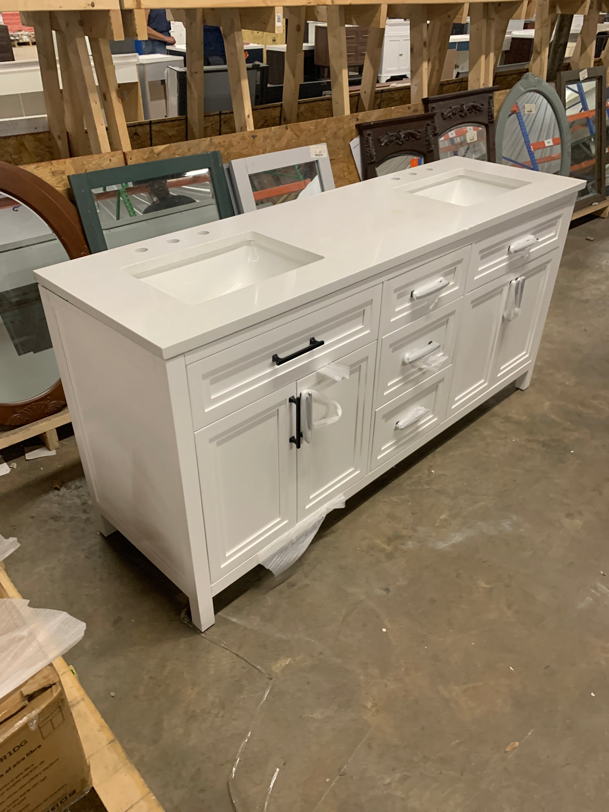 Mayfield 72 in. W x 22 in. D Bath Vanity in White with Cultured Marble Vanity Top in White with White Basin