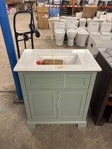 Doveton 30 in. Single Sink Sage Green Bath Vanity with White Engineered Stone Top (Assembled)