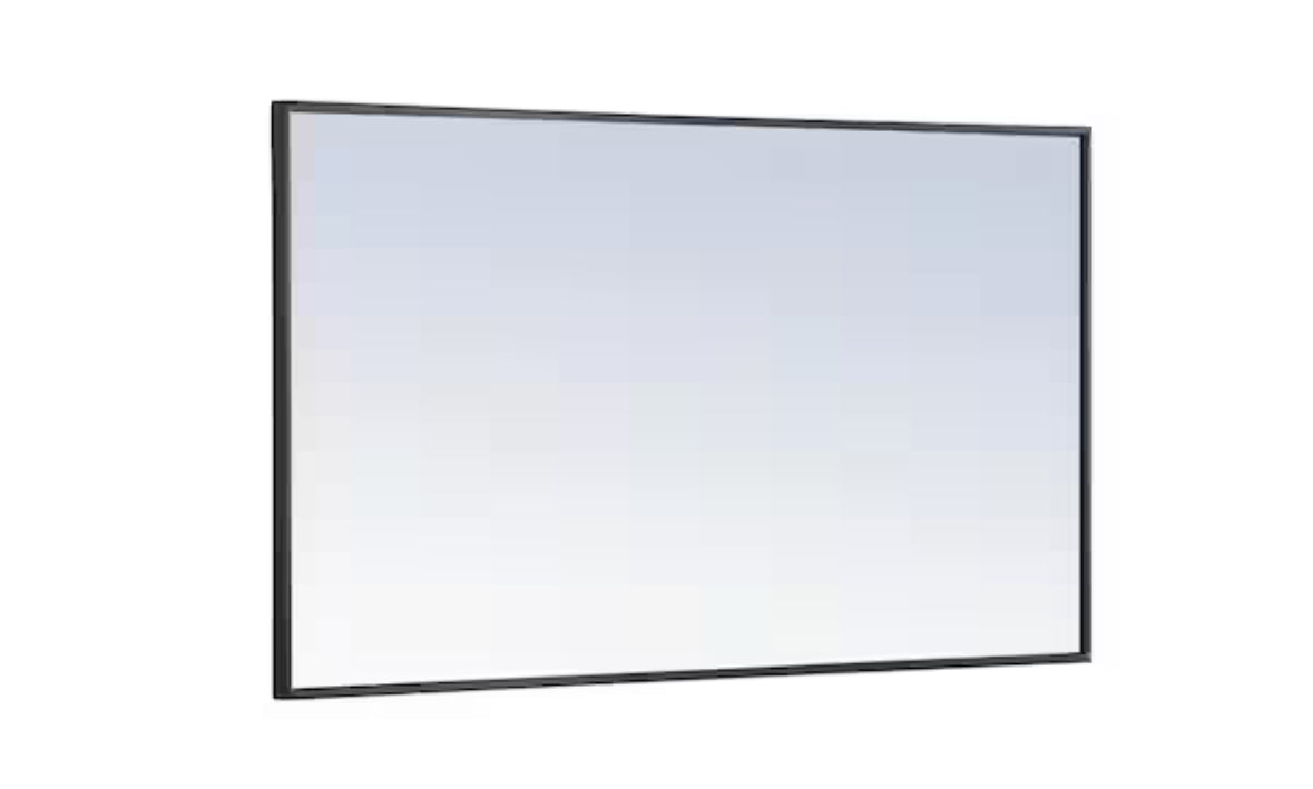 Timeless Home 24 in. W x 40 in. H x Contemporary Metal Framed Rectangle Black Mirror