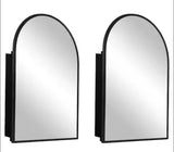 2-Piece 24 in. W x 36 in. H Arched Recessed/Surface Mount Medicine Cabinet with Mirror in Black