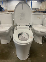 1-Piece 1/1.27 GPF High Efficiency Dual Flush Elongated Toilet in White with Heated Seat and Slow-Close, Seat Included