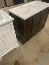 Bannister 37 in. Single Sink Dusk Bath Vanity with White Cultured Marble Top (Assembled)