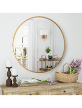 30 in. W x 30 in. H Round Aluminum Alloy Framed Gold Wall Mirror