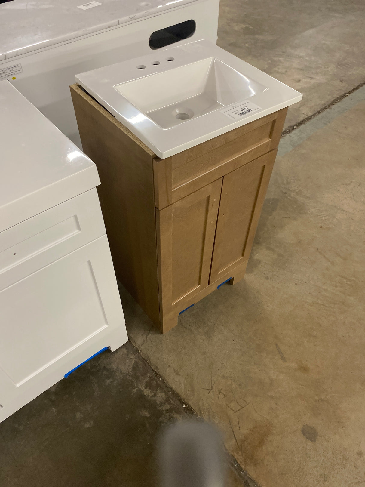 Lyton 19 in. Single Sink Sand Bath Vanity with White Cultured Marble Top (Assembled)