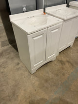 Everdean 25 in. W x 19 in. D x 34 in. H Single Sink Freestanding Bath Vanity in White with White Cultured Marble Top