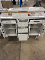 Doveton 60 in. W x 19 in. D x 34.50 in. H Bath Vanity in White with White Cultured Marble Top