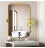 24 in. W x 36 in. H Modern Rectangle Metal Framed Pivoted Wall Vanity Mirror