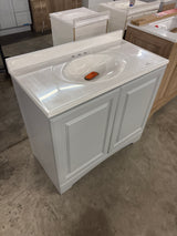 37 in. Single Sink Pearl Gray Bath Vanity with White Cultured Marble Top (Assembled)