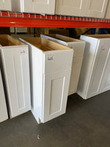 Shaker Satin White Stock Assembled Base Kitchen Cabinet with Ball-Bearing Drawer Glides (12 in. x 34.5 in. x 24 in.)
