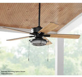 Norwood 52 in. Indoor/Outdoor LED Matte Black Damp Rated Downrod Ceiling Fan with Light Kit and 5 Reversible Blades