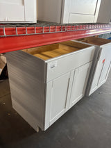 Shaker 33 in. W x 24 in. D x 34.5 in. H Assembled Base Cabinet in Satin White