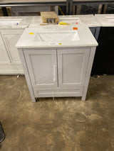 Moorside 30 in. W x 19 in. D x 34 in. H Single Sink Bath Vanity in Dove Gray with White Engineered Stone Top