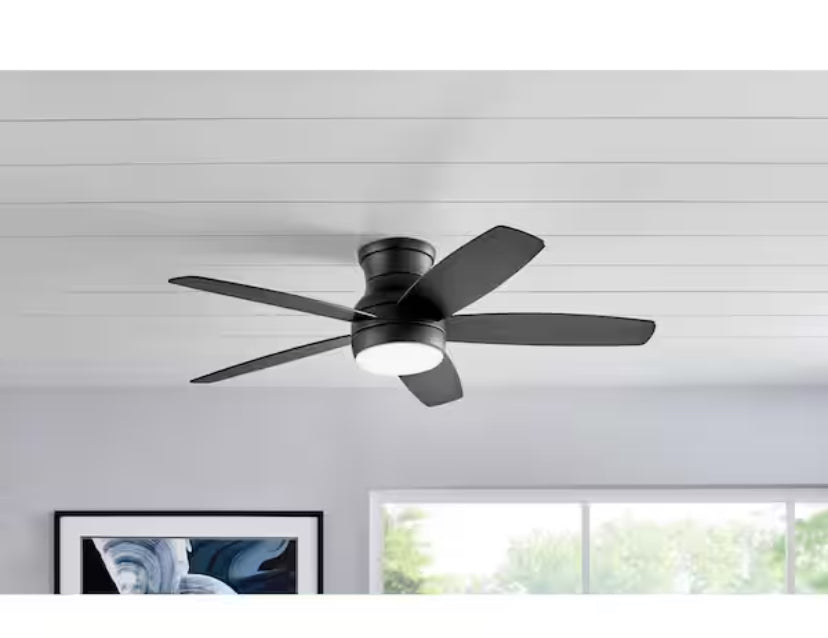Ashby Park 52 in. White Color Changing Integrated LED Matte Black Indoor Ceiling Fan with Light Kit and Remote Control