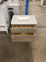Larissa 31 in. Single Sink White Washed Oak Floating Bath Vanity with White Cultured Marble Top (Assembled)
