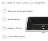 Voltaire 21 in. Rectangle Undermount Bathroom Sink in Matte Black