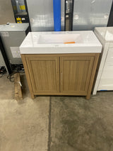 Cargrove 36 in. Single Sink Oak Bath Vanity with White Resin Composite Top (Assembled)