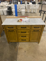 Caville 48 in. W x 22 in. D x 34.50 in. H Bath Vanity in Almond Latte with Carrara Marble Top