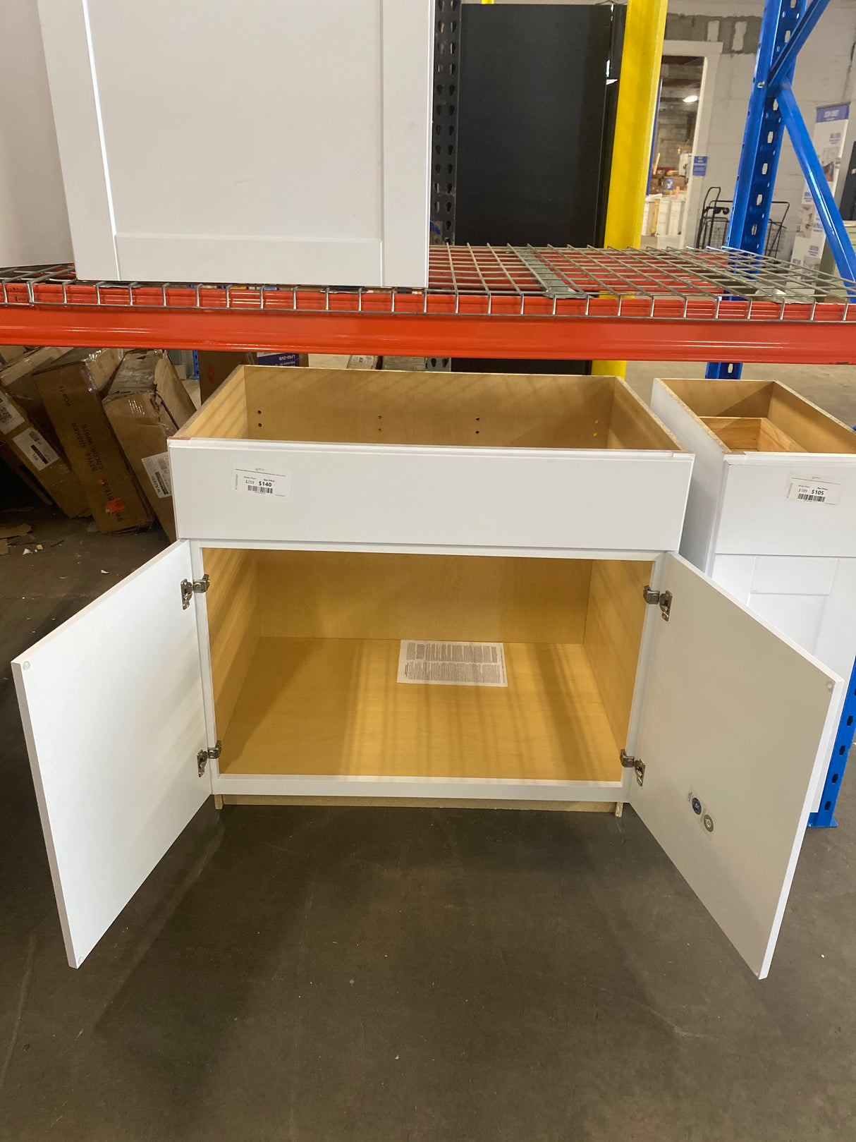 Shaker Satin White Stock Assembled Sink Base Kitchen Cabinet (36 in. x 34.5 in. x 24 in.)