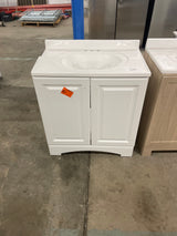 31 in. W x 19 in. D x 35 in. H Single Sink Freestanding Bath Vanity in White with White Cultured Marble Top