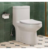10 in. Rough in 1-Piece 1.1/1.6 GPF Dual Flush Round Toilet in White Soft Close Seat Included