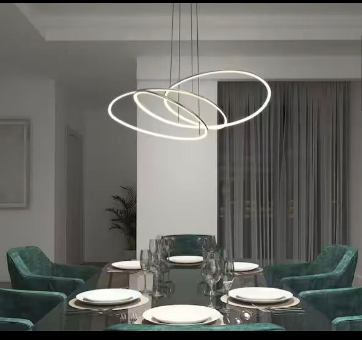Swirl Butterfly 26-Watt 1 Light Chrome Modern 3 CCT Integrated LED Pendant Light Fixture for Dining Room or Kitchen