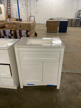 Clady 31 in. W x 19 in. D x 35 in. H Single Sink Freestanding Bath Vanity in White with Silver Ash Cultured Marble Top