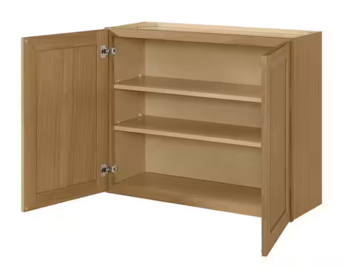 Avondale 36 in. W x 12 in. D x 30 in. H Ready to Assemble Plywood Shaker Wall Kitchen Cabinet in White Oak