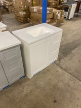 Bannister 31 in. W x 19 in. D x 35 in. H Single Sink Freestanding Bath Vanity in White with White Cultured Marble Top