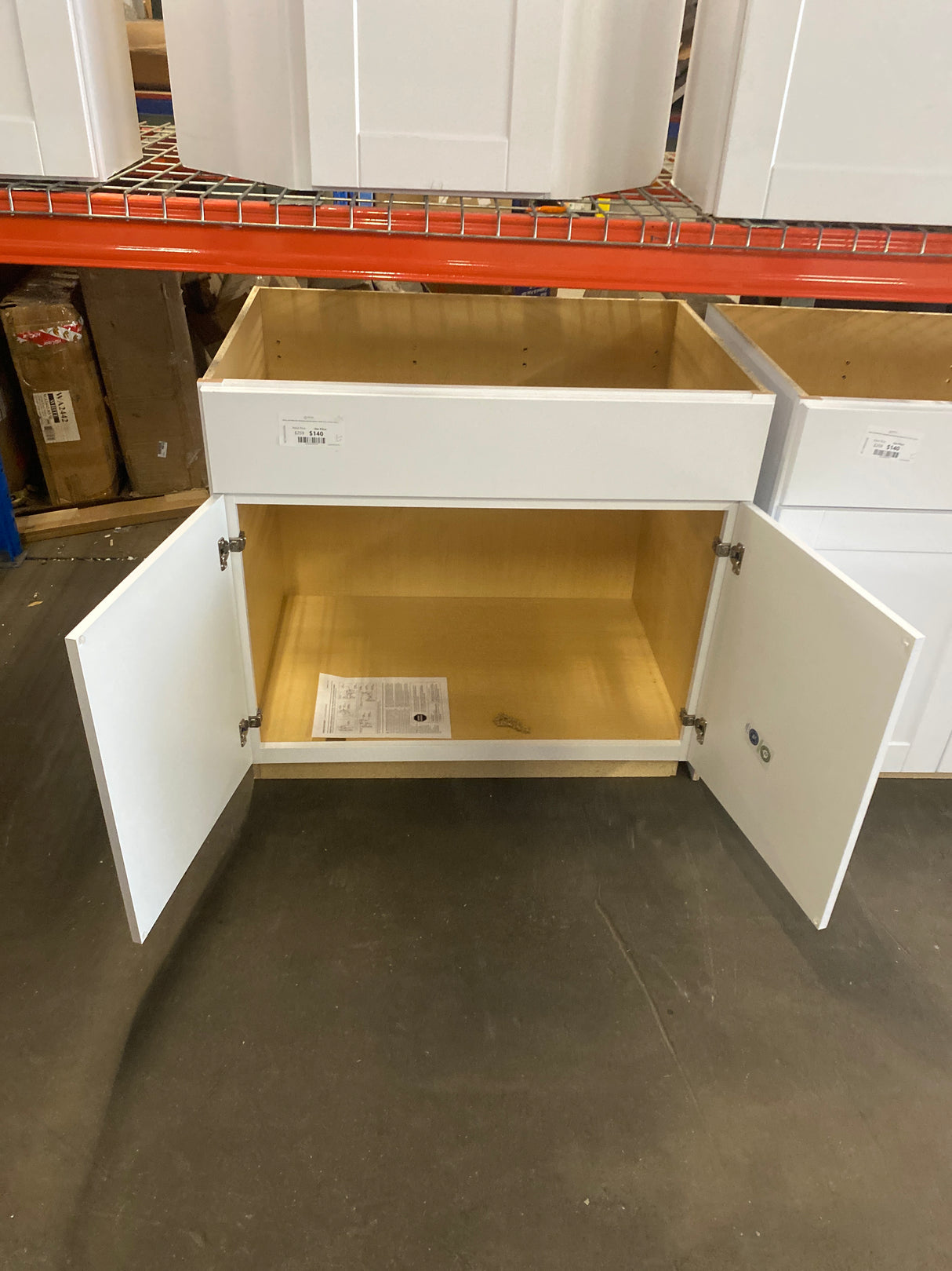 Shaker Satin White Stock Assembled Sink Base Kitchen Cabinet (36 in. x 34.5 in. x 24 in.)