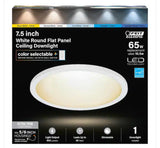 10.5-Watt Integrated LED Flush Mount 7.5 in. White Round Dimmable Flat Panel Ceiling with Color Change 5CCT