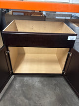 Shaker Java Stock Assembled Sink Base Kitchen Cabinet (36 in. x 34.5 in. x 24 in.)