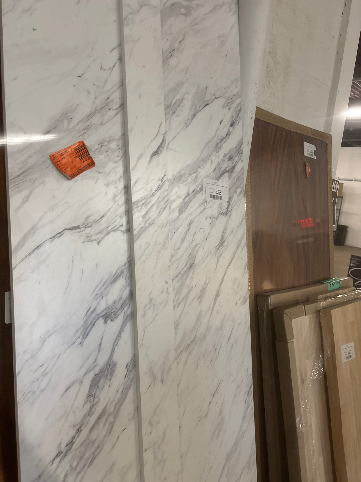 8 ft. L x 25 in. D Engineered Composite Countertop in Calcutta Blanc with Satin Finish