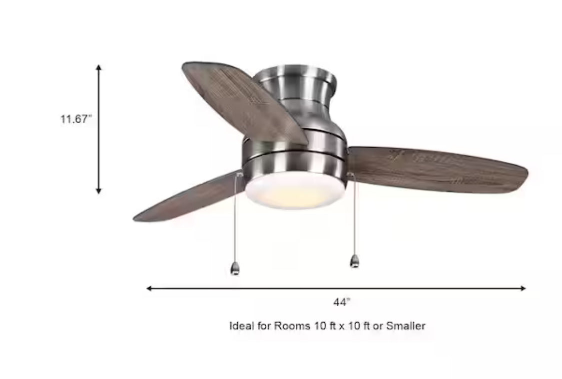 Ashby Park 44 in. White Color Changing Integrated LED Brushed Nickel Ceiling Fan with Light Kit and 3 Reversible Blades
