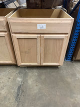 Hampton Assembled 30x34.5x24 in. Sink Base Cabinet in Unfinished Beech