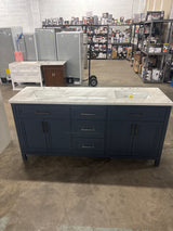 Mayfield 72 in. Double Sink Grayish Blue Bath Vanity with Epoxy’d White Engineered Stone Top (Assembled)