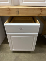Hampton 24 in. W x 24 in. D x 34.5 in. H Assembled Base Kitchen Cabinet in Satin White with Drawer Glides