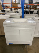 Everdean 37 in. W x 19 in. D x 34 in. H Single Sink Freestanding Bath Vanity in White with White Cultured Marble Top