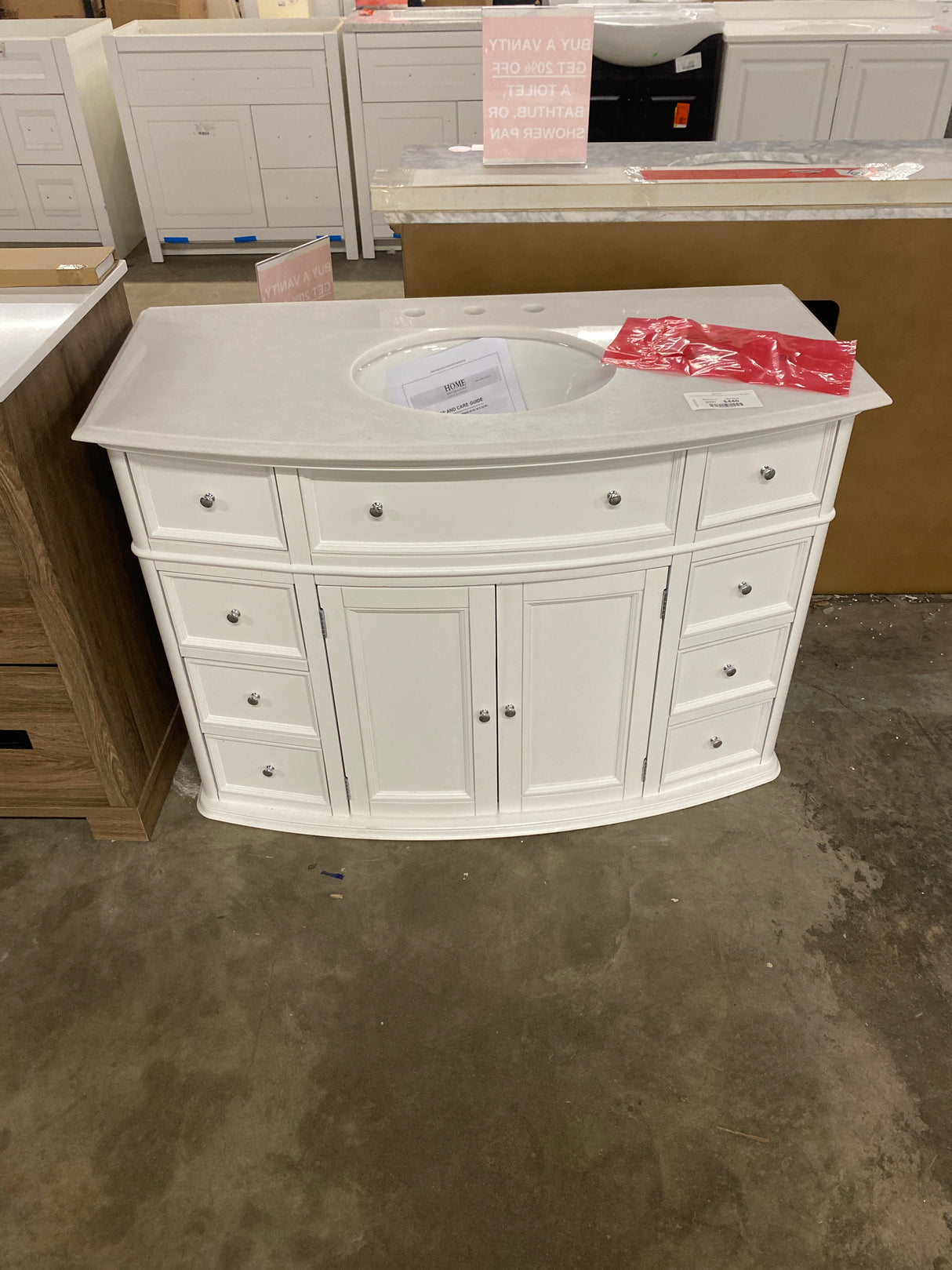 Hampton Harbor 45 in. W x 22 in. D x 35 in. H Freestanding Bath Vanity in White with White Marble Top