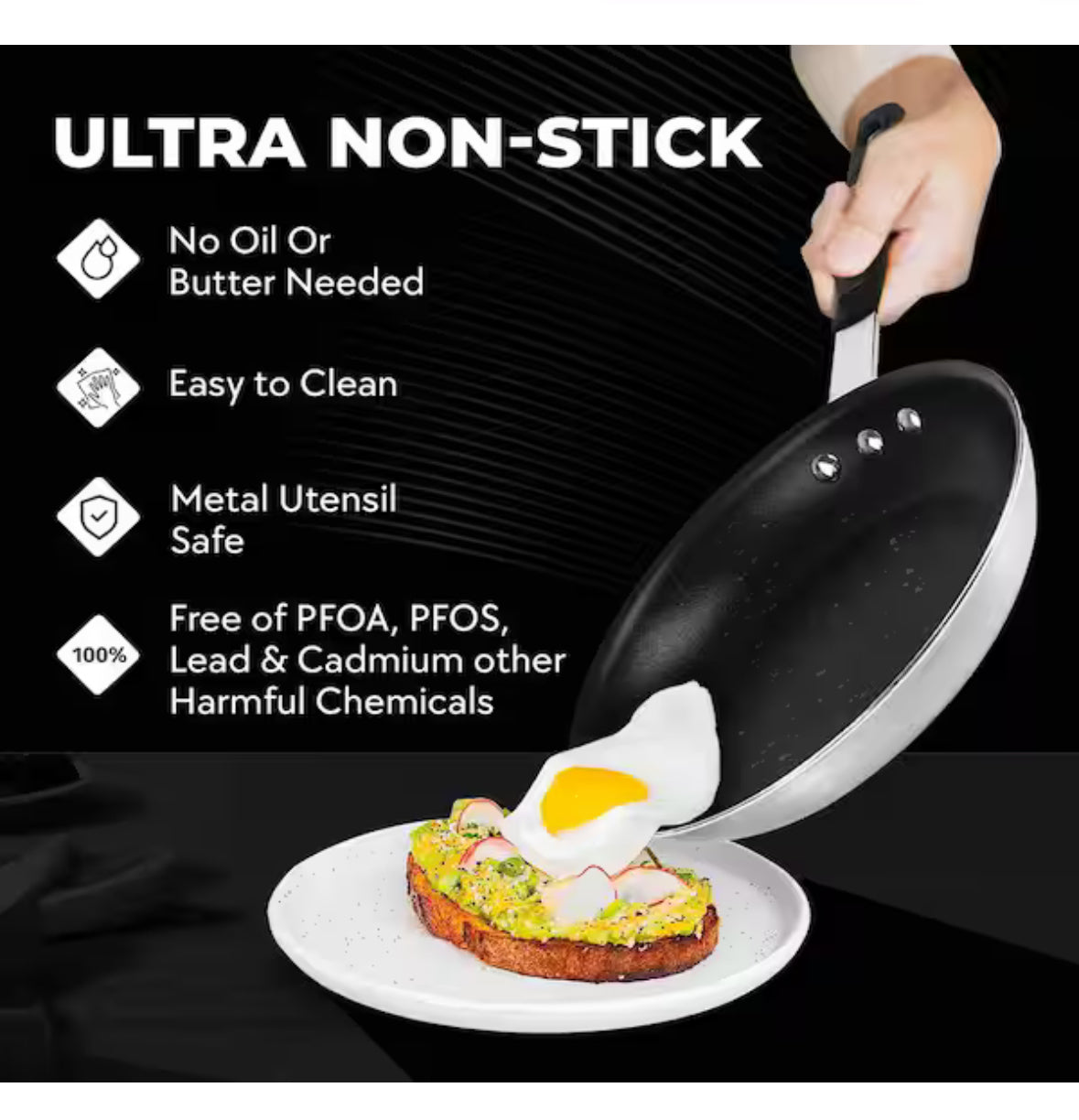 Pro + 8 in. Aluminum Heavy-Gauge Commercial Grade High Performance Nonstick Frying Pan