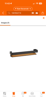 18 in. x 4 in. Rectangular Shower Shelf with Rail in Matte Black and Natural Teak Wood Insert