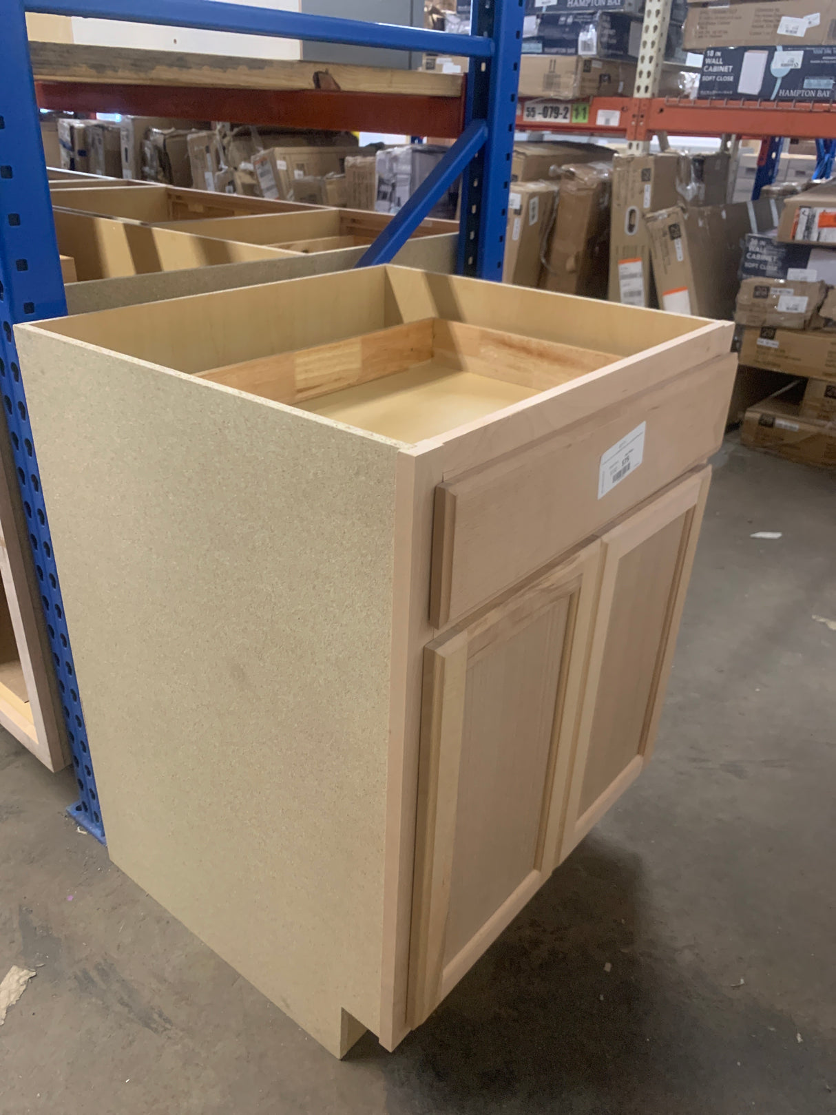 27 in. W x 24 in. D x 34.5 in. H Assembled Base Kitchen Cabinet in Unfinished with Recessed Panel