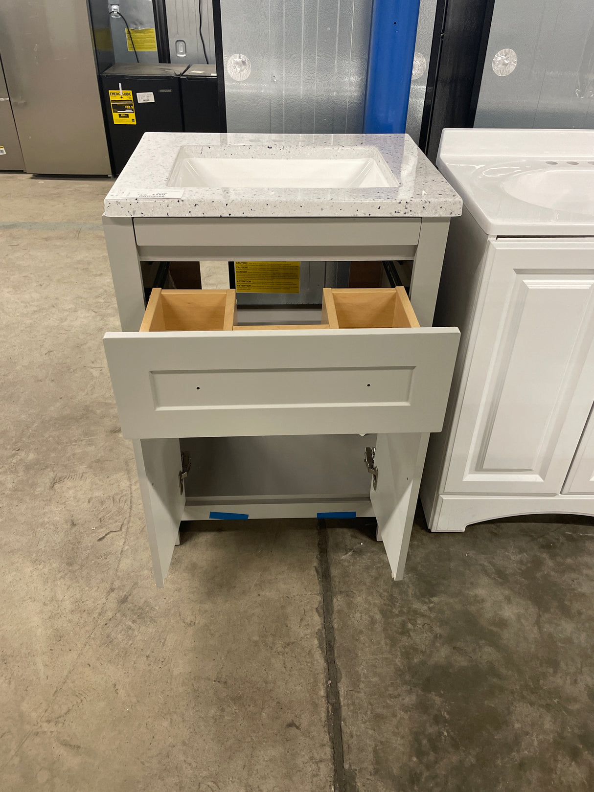 Clady 25 in. W x 19 in. D x 35 in. H Single Sink Freestanding Bath Vanity in Gray with Silver Ash Cultured Marble Top