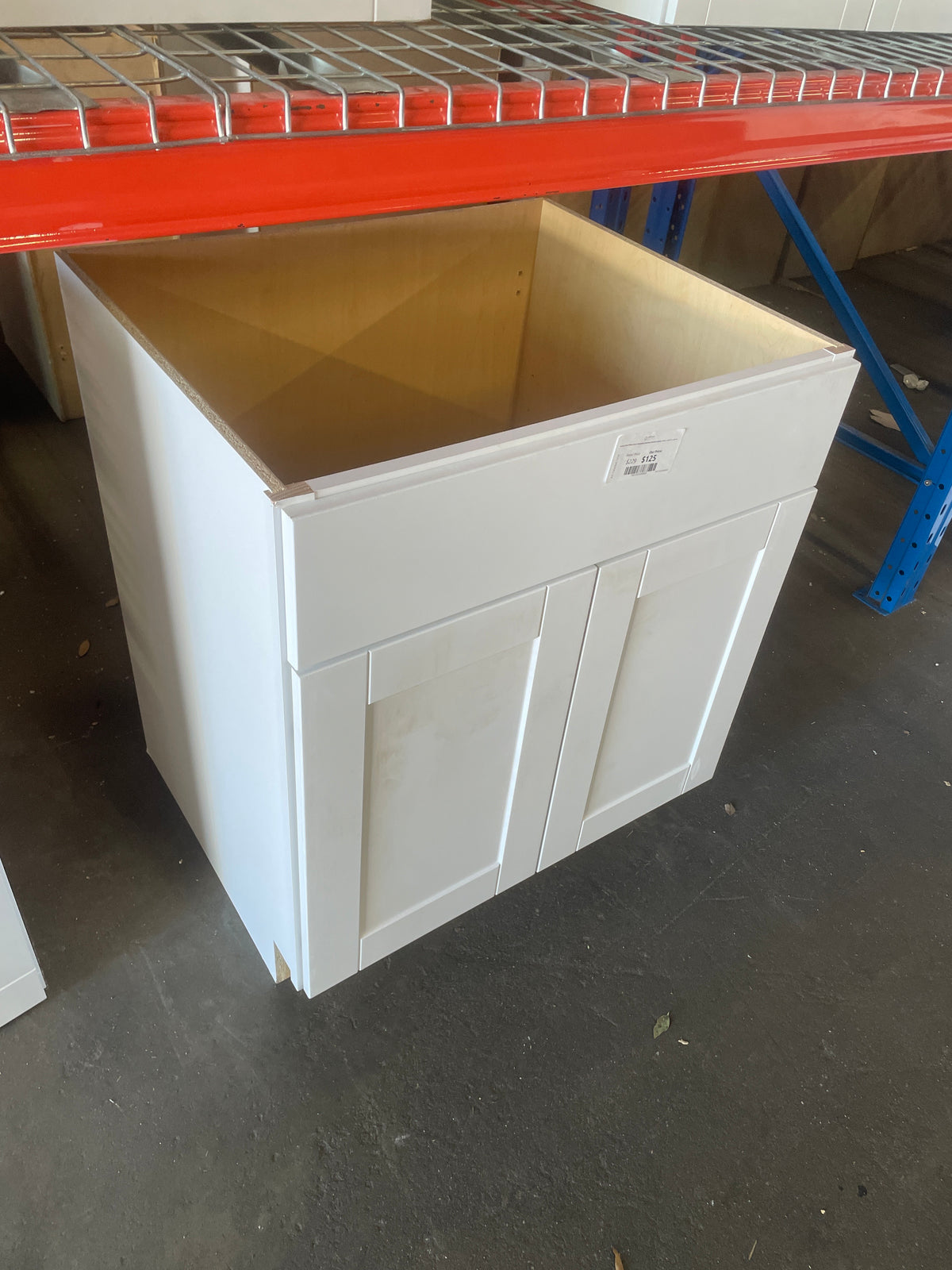 Shaker Satin White Stock Assembled Sink Base Kitchen Cabinet (30 in. x 34.5 in. x 24 in.)