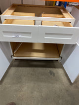 Arlington Vesper White Plywood Shaker Stock Assembled Base Kitchen Cabinet Soft Close 36 in W x 24 in D x 34.5 in H
