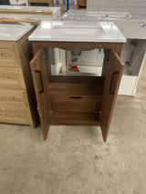 Huckleberry 24 in. Single Sink Spiced Walnut Bath Vanity with White Engineered Stone Top (Assembled)