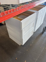 Shaker Satin White Stock Assembled Drawer Base Kitchen Cabinet with Drawer Glides (24 in. x 34.5 in. x 24 in.)