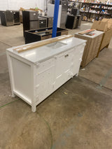 BathMist 60 in. W Single Sink Freestanding Bath Vanity in White with White Engineered Stone Top
