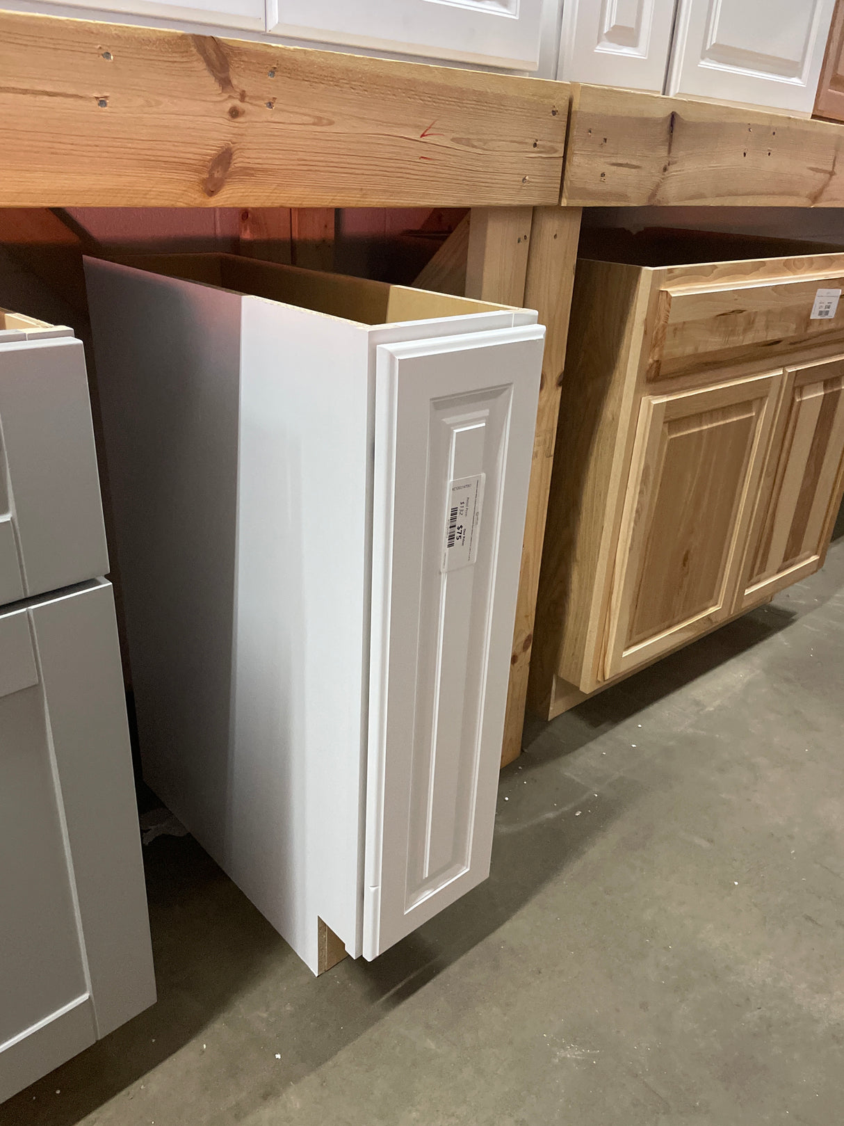 Hampton Satin White Raised Panel Stock Assembled Base Kitchen Cabinet (9 in. x 34.5 in. x 24 in.)