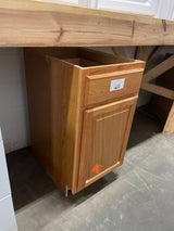 Hampton Medium Oak Raised Panel Stock Assembled Base Kitchen Cabinet with Drawer Glides (18 in. x 34.5 in. x 24 in.)