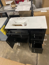 Beaufort 42 in. W x 19 in. D x 34 in. H Single Sink Bath Vanity in Ebony Wood with White Engineered Stone Top